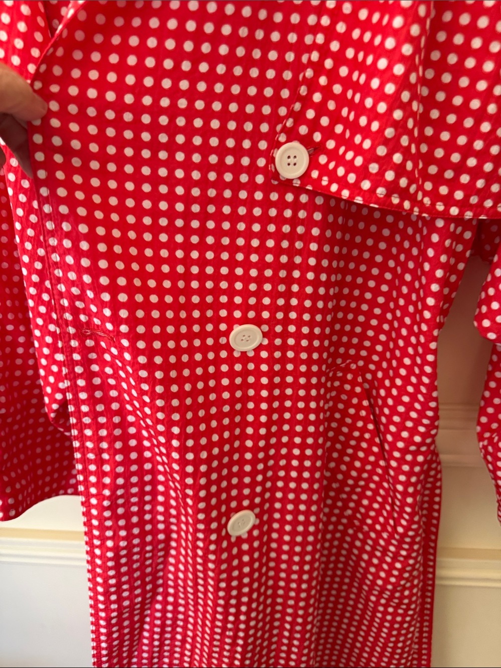 Whimsy Red White Polka Dot Rain Trench Coat Jacket by Mosaic Size XL - Picture 4 of 8